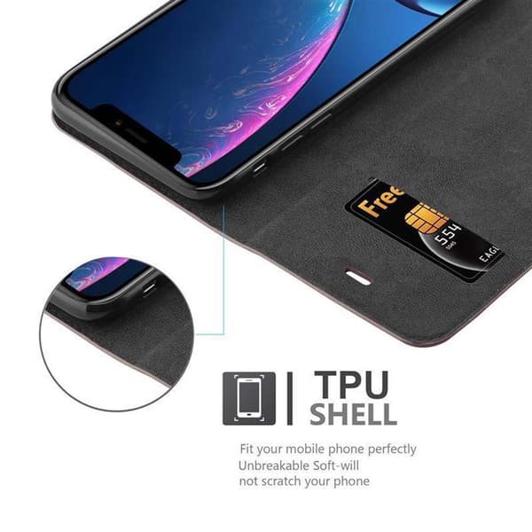 Lommebokdeksel til iPhone XR Deksel med magnetisk lukking, stativfunksjon og kortlomme