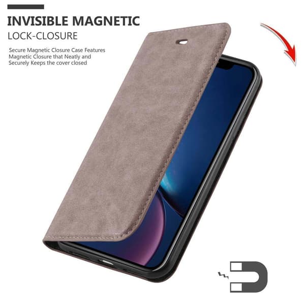 Lommebokdeksel til iPhone XR Deksel med magnetisk lukking, stativfunksjon og kortlomme