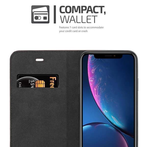 Lommebokdeksel til iPhone XR Deksel med magnetisk lukking, stativfunksjon og kortlomme