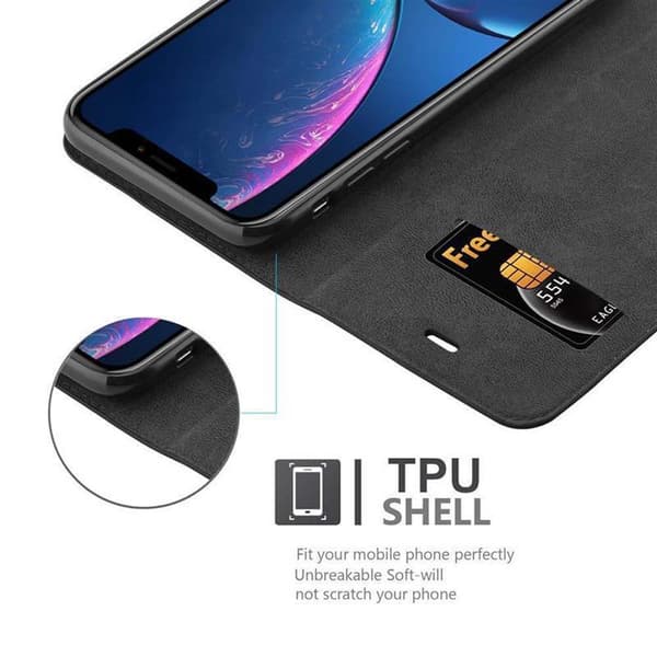 Lommebokdeksel til iPhone XR Deksel med magnetisk lukking, stativfunksjon og kortlomme