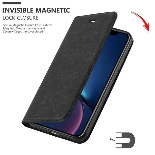 Lommebokdeksel til iPhone XR Deksel med magnetisk lukking, stativfunksjon og kortlomme