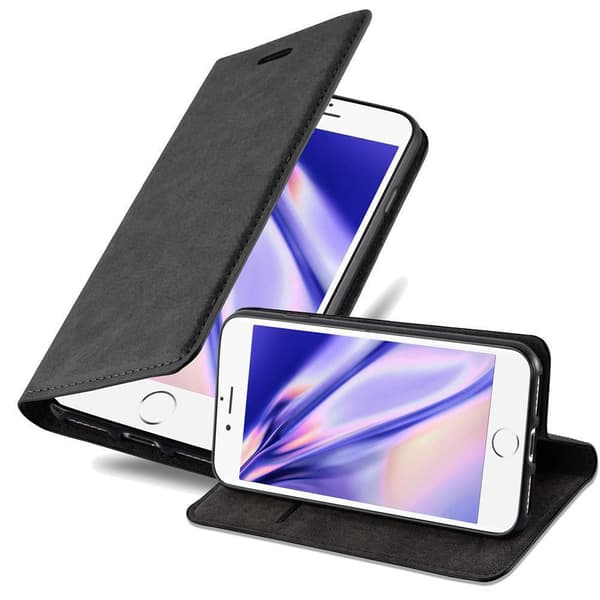Lommebokdeksel til iPhone 7 / 7S / 8 / SE 2020 Deksel med magnetisk lukking, stativfunksjon og kortlomme NATTSORT