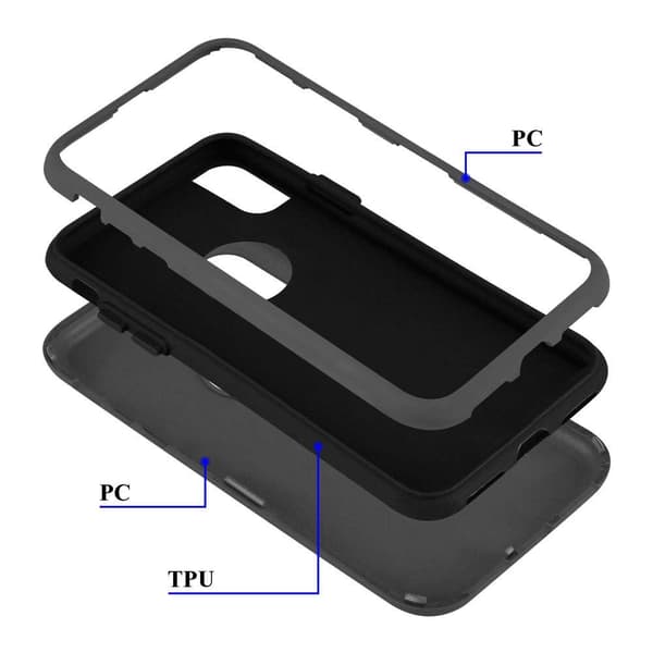 iPhone X / XS Suojakuori Suojakotelo Hybridisuojus jossa on TPU-silikoni sisäpuolella ja 2-osainen muovi ulkopuolella