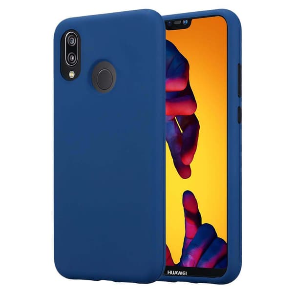 Huawei P20 LITE 2018 / NOVA 3E Suojakuori Suojakotelo Hybridisuojus jossa on TPU-silikoni sisäpuolella ja 2-osainen muovi ulkopuolella TUMMANSININEN