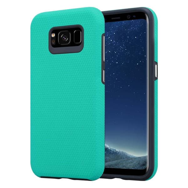 Deksel til Samsung Galaxy S8 PLUS Outdoor Hybrid beskyttelsesdeksel med ekstra grep og sklisikker overflate i trekantdesign LILJER TURKIS