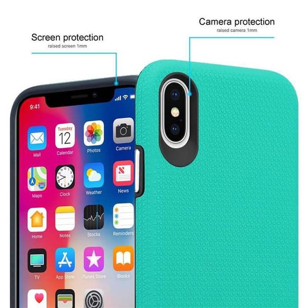 iPhone X / XS Suojakuori Suojakotelo Outdoor jossa on ylimääräinen pito ja liukastumista estävä pinta kolmiomuotoilulla joka on valmistettu