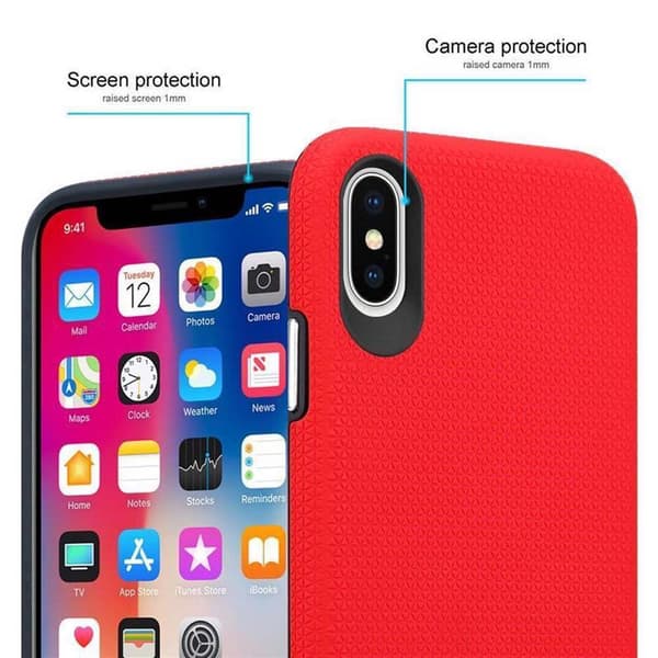 iPhone X / XS Suojakuori Suojakotelo Outdoor jossa on ylimääräinen pito ja liukastumista estävä pinta kolmiomuotoilulla joka on valmistettu