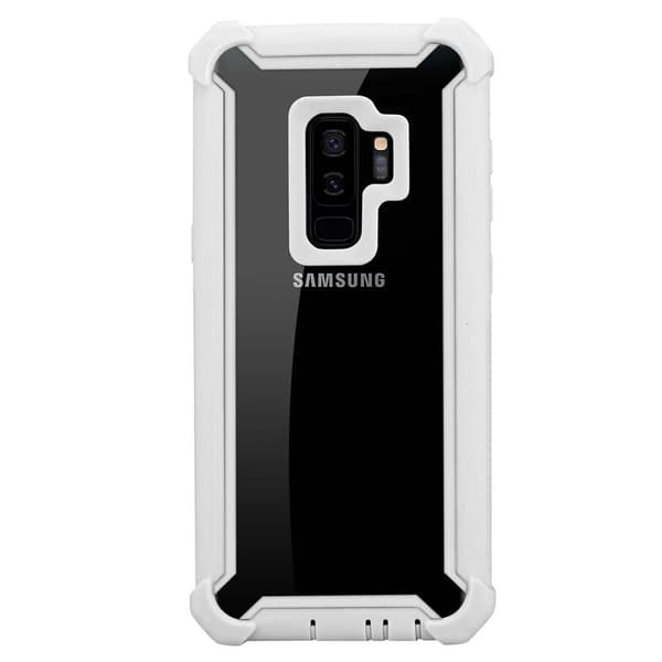 Deksel for Samsung Galaxy S9 PLUS 2-i-1 beskyttelsesdeksel med TPU-silikonkant og bakside av akrylglass