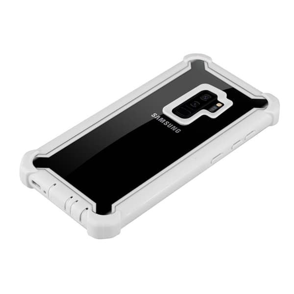 Deksel for Samsung Galaxy S9 PLUS 2-i-1 beskyttelsesdeksel med TPU-silikonkant og bakside av akrylglass