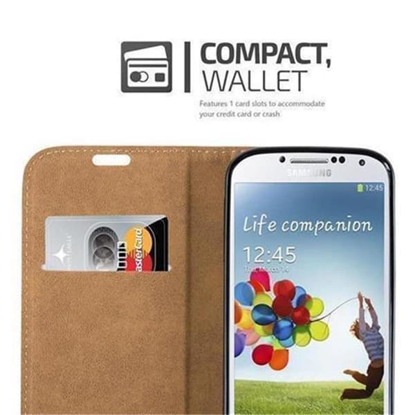 Samsung Galaxy S4 Suojakotelo Suojakuori Lompakkokotelo Matkapuhelinkotelo jossa on jalusta-toiminto ja korttitasku bast-ilmeessä