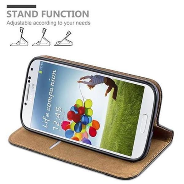 Samsung Galaxy S4 Suojakotelo Suojakuori Lompakkokotelo Matkapuhelinkotelo jossa on jalusta-toiminto ja korttitasku bast-ilmeessä