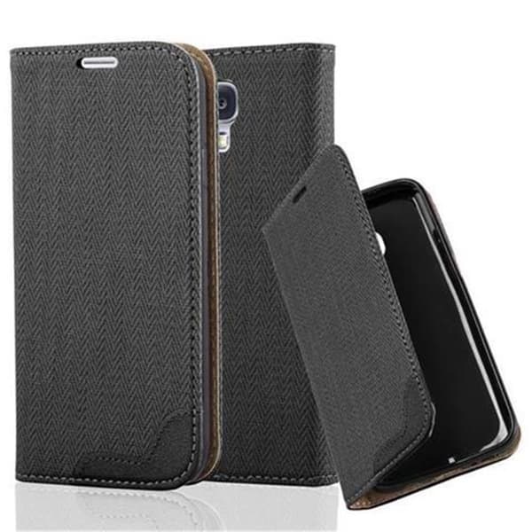 Samsung Galaxy S4 Suojakotelo Suojakuori Lompakkokotelo Matkapuhelinkotelo jossa on jalusta-toiminto ja korttitasku bast-ilmeessä EBONY MUSTA