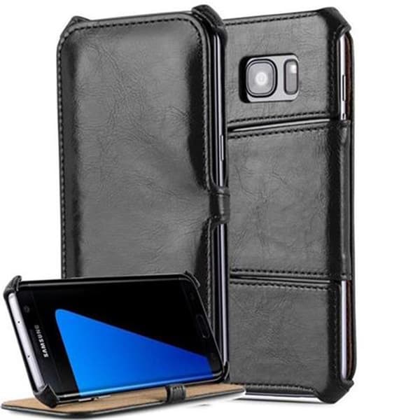 Samsung Galaxy S7 EDGE Fodral Skal Plånboksfodral Skyddsfodral Case UTAN magnetisk stängning med stativfunktion och hörnhållare