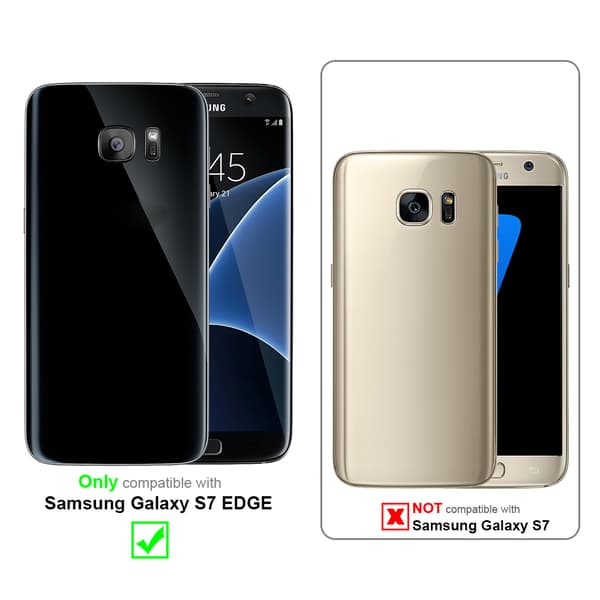 Lommebokdeksel til Samsung Galaxy S7 EDGE Deksel med stativfunksjon og kortlomme i bast-look