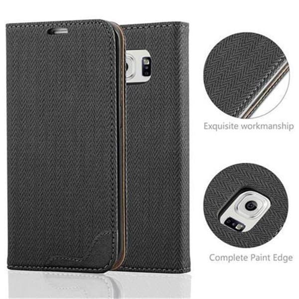 Samsung Galaxy S6 EDGE Skal Plånboksfodral Case med stativfunktion och kortficka i bast-look Fodral