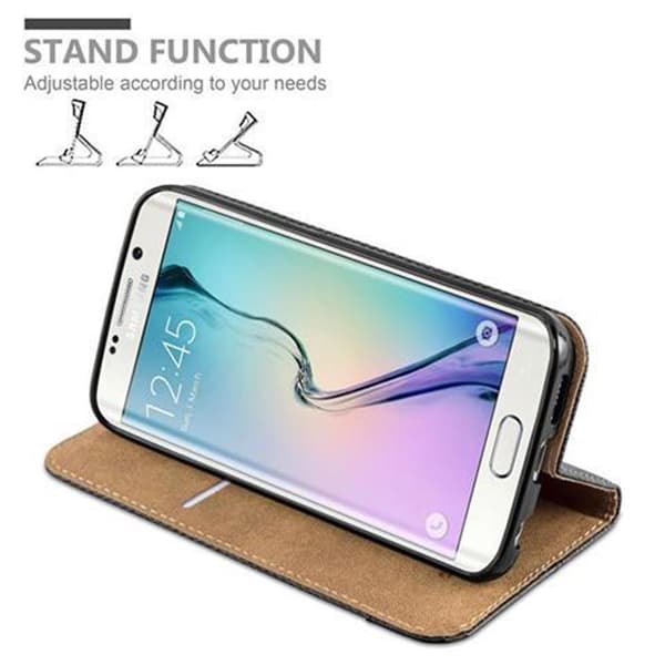 Samsung Galaxy S6 EDGE Skal Plånboksfodral Case med stativfunktion och kortficka i bast-look Fodral