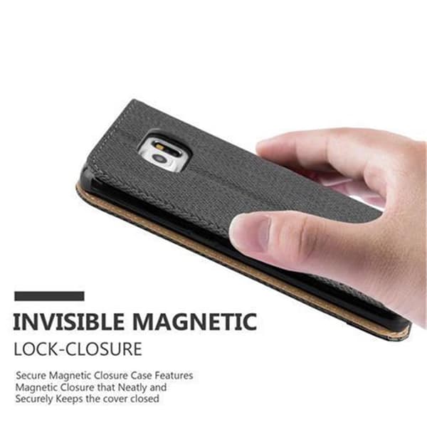 Samsung Galaxy S6 EDGE Skal Plånboksfodral Case med stativfunktion och kortficka i bast-look Fodral