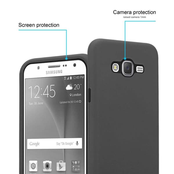 Samsung Galaxy J7 2015 Suojakuori Suojakotelo Hybridisuojus jossa on TPU-silikoni sisäpuolella ja 2-osainen muovi ulkopuolella