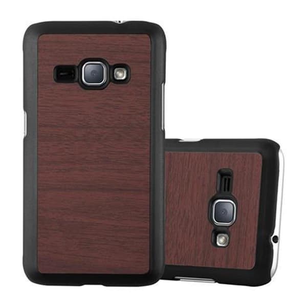 Samsung Galaxy J1 2016 Fodral Hårt Fodral Skal Hard Case Skyddsomslag i träoptik mot repor och stötar WOODY KAFFE
