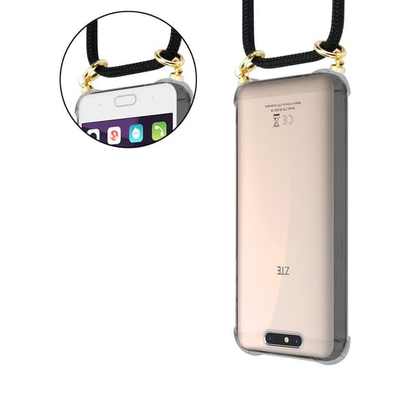 ZTE Blade V8 Suojakuori ketju Silikoni suojakotelo Gold Rings johto hihna ja irrotettava asia