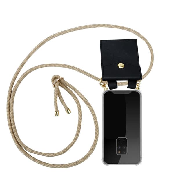 Deksel med kedja for Huawei MATE 20 Case med gullringer, ledningsstropp og avtakbart etui