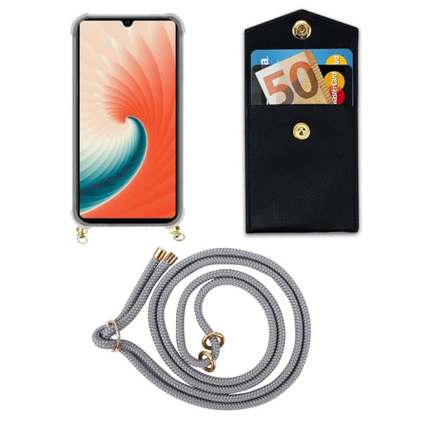 Deksel med kedja for Huawei MATE 20 Case med gullringer, ledningsstropp og avtakbart etui
