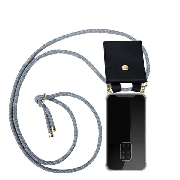 Deksel med kedja for Huawei MATE 20 Case med gullringer, ledningsstropp og avtakbart etui