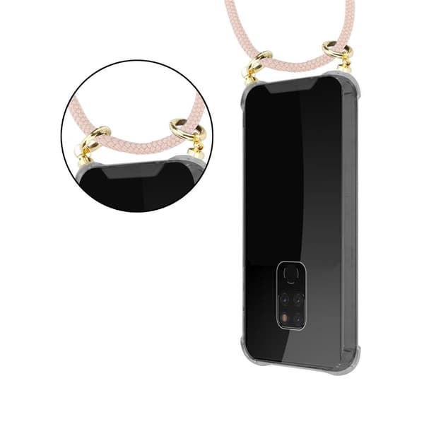 Deksel med kedja for Huawei MATE 20 Case med gullringer, ledningsstropp og avtakbart etui