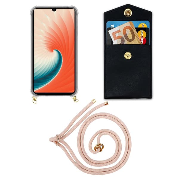Deksel med kedja for Huawei MATE 20 Case med gullringer, ledningsstropp og avtakbart etui