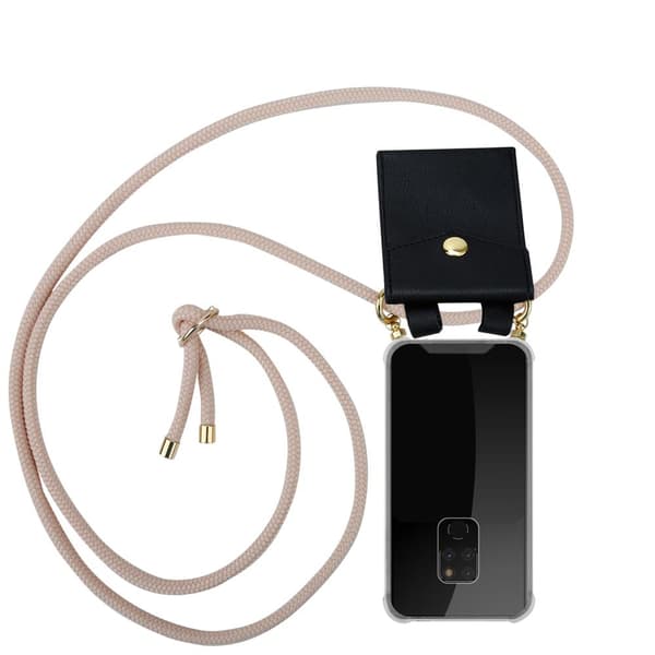 Huawei MATE 20 Suojakuori ketju Silikoni suojakotelo Gold Rings johto hihna ja irrotettava asia PEARLY ROSE GOLD