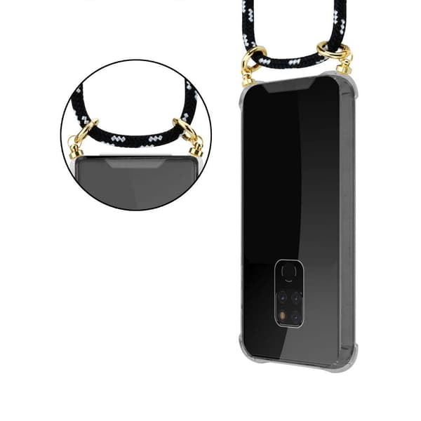 Deksel med kedja for Huawei MATE 20 Case med gullringer, ledningsstropp og avtakbart etui