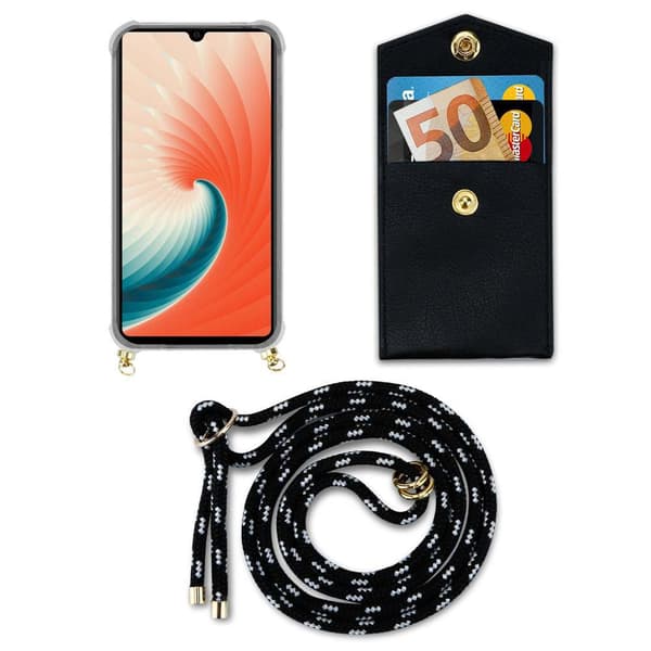 Deksel med kedja for Huawei MATE 20 Case med gullringer, ledningsstropp og avtakbart etui