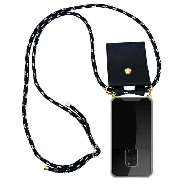 Deksel med kedja for Huawei MATE 20 Case med gullringer, ledningsstropp og avtakbart etui