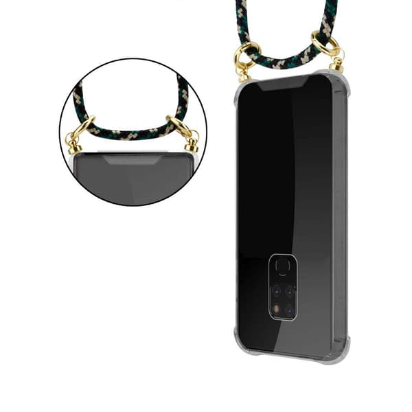 Deksel med kedja for Huawei MATE 20 Case med gullringer, ledningsstropp og avtakbart etui