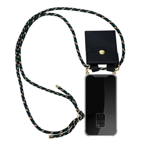Deksel med kedja for Huawei MATE 20 Case med gullringer, ledningsstropp og avtakbart etui