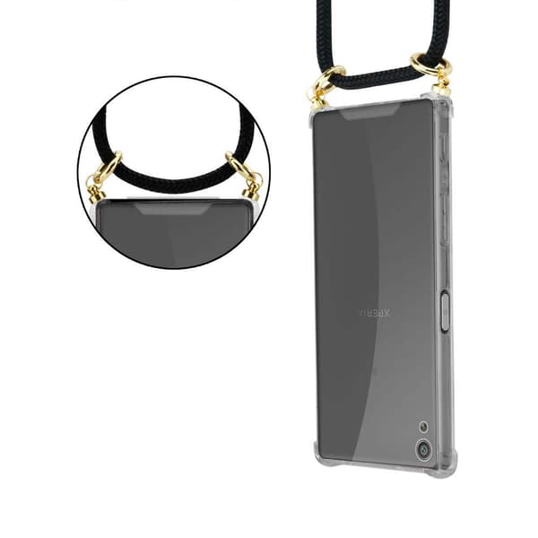 Sony Xperia XA Suojakuori ketju Silikoni suojakotelo Gold Rings johto hihna ja irrotettava asia