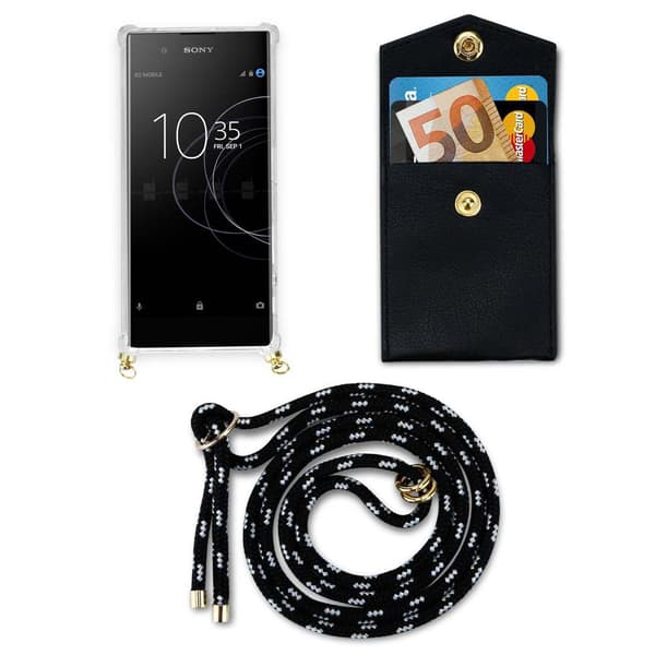 Sony Xperia XA1 Suojakuori ketju Silikoni suojakotelo Gold Rings johto hihna ja irrotettava asia