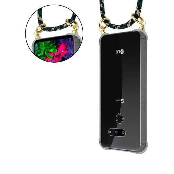 LG G8 ThinQ Suojakuori ketju Silikoni suojakotelo Gold Rings johto hihna ja irrotettava asia