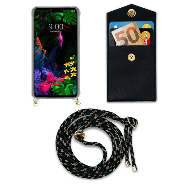 LG G8 ThinQ Suojakuori ketju Silikoni suojakotelo Gold Rings johto hihna ja irrotettava asia