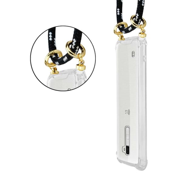 LG K10 2016 Suojakuori ketju Silikoni suojakotelo Gold Rings johto hihna ja irrotettava asia