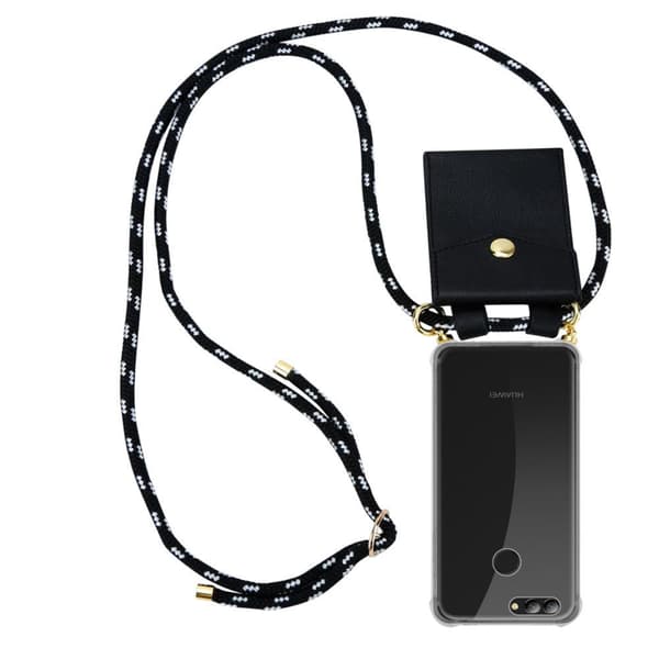 Deksel med kedja for Huawei NOVA 2 Case med gullringer, ledningsstropp og avtakbart etui
