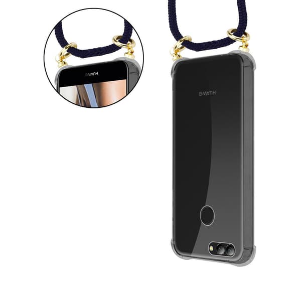 Deksel med kedja for Huawei NOVA 2 Case med gullringer, ledningsstropp og avtakbart etui