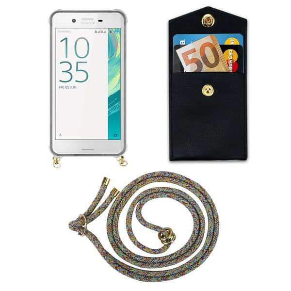 Deksel med kedja for Sony Xperia X Case med gullringer, ledningsstropp og avtakbart etui
