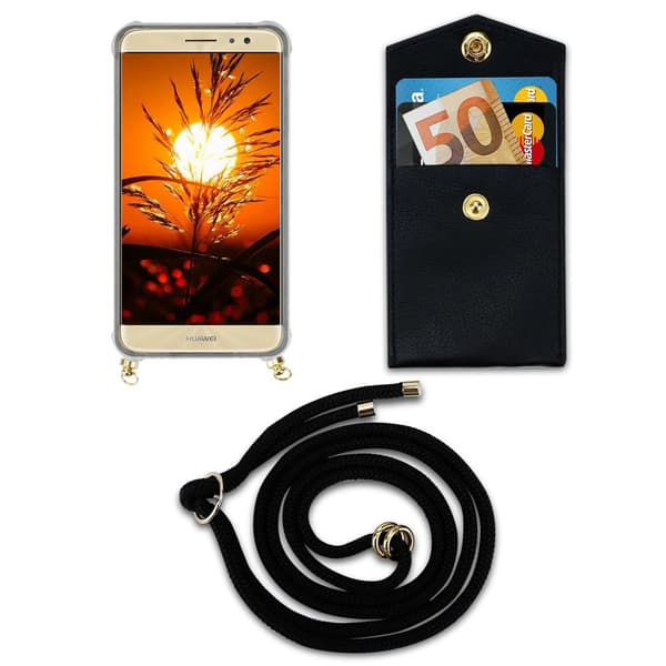 Deksel med kedja for Huawei NOVA PLUS Case med gullringer, ledningsstropp og avtakbart etui
