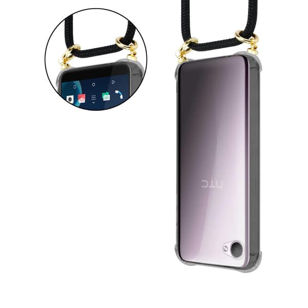 HTC Desire 12 Suojakuori ketju Silikoni suojakotelo Gold Rings johto hihna ja irrotettava asia