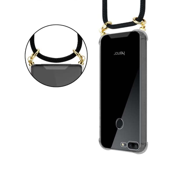 Deksel med kedja for Honor 9 LITE Case med gullringer, ledningsstropp og avtakbart etui