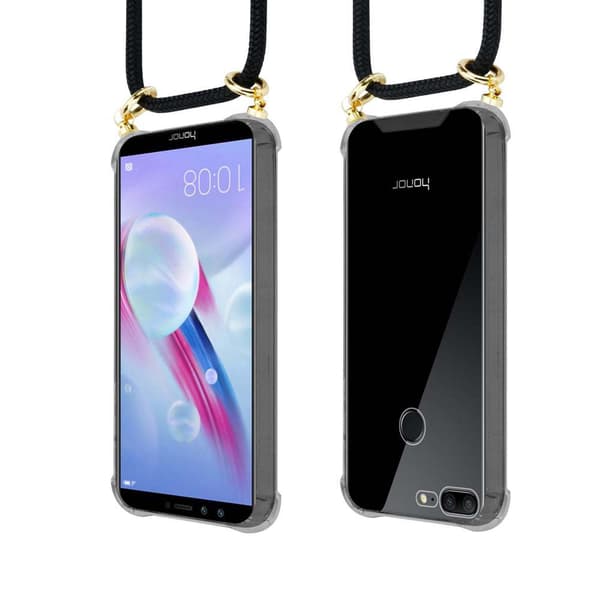 Deksel med kedja for Honor 9 LITE Case med gullringer, ledningsstropp og avtakbart etui