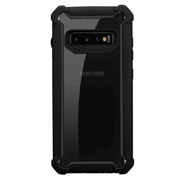 Deksel for Samsung Galaxy S10 PLUS 2-i-1 beskyttelsesdeksel med TPU-silikonkant og bakside av akrylglass