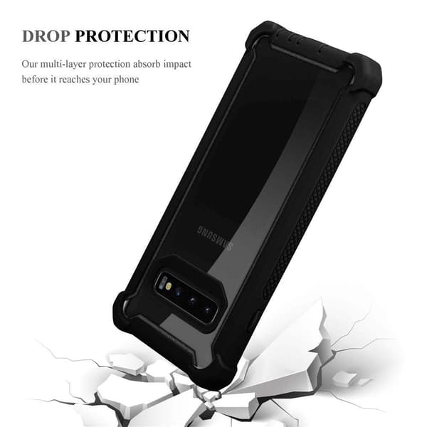 Deksel for Samsung Galaxy S10 PLUS 2-i-1 beskyttelsesdeksel med TPU-silikonkant og bakside av akrylglass