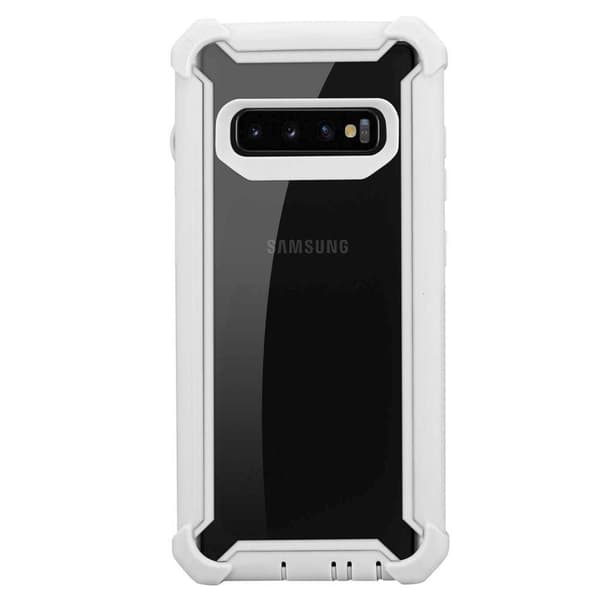 Deksel for Samsung Galaxy S10 PLUS 2-i-1 beskyttelsesdeksel med TPU-silikonkant og bakside av akrylglass